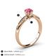 4 - Agnes Classic Round Center Pink Tourmaline Accented with Diamond in Milgrain Engagement Ring 