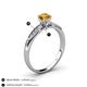 4 - Agnes Classic Round Center Citrine Accented with Diamond in Milgrain Engagement Ring 