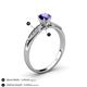 4 - Agnes Classic Round Center Iolite Accented with Diamond in Milgrain Engagement Ring 
