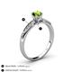 4 - Agnes Classic Round Center Peridot Accented with Diamond in Milgrain Engagement Ring 