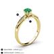 4 - Agnes Classic Round Center Emerald Accented with Diamond in Milgrain Engagement Ring 
