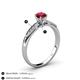 4 - Agnes Classic Round Center Ruby Accented with Diamond in Milgrain Engagement Ring 