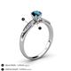 4 - Agnes Classic Round Center Blue Diamond Accented with White Diamond in Milgrain Engagement Ring 