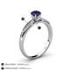4 - Agnes Classic Round Center Blue Sapphire Accented with Diamond in Milgrain Engagement Ring 