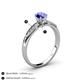4 - Agnes Classic Round Center Tanzanite Accented with Diamond in Milgrain Engagement Ring 
