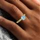 6 - Agnes Classic Round Center Aquamarine Accented with Diamond in Milgrain Engagement Ring 