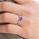 5 - Agnes Classic Round Center Amethyst Accented with Diamond in Milgrain Engagement Ring 