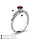 4 - Agnes Classic Round Center Red Garnet Accented with Diamond in Milgrain Engagement Ring 