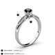 4 - Agnes Classic Round Center Black Diamond Accented with White Diamond in Milgrain Engagement Ring 