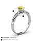 4 - Agnes Classic Round Center Yellow Diamond Accented with White Diamond in Milgrain Engagement Ring 