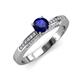 3 - Lumina Classic Round Blue Sapphire with Round and Baguette Diamond Engagement Ring 