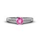 1 - Lumina Classic Round Pink Sapphire with Round and Baguette Diamond Engagement Ring 