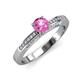 3 - Lumina Classic Round Pink Sapphire with Round and Baguette Diamond Engagement Ring 