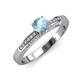 3 - Lumina Classic Round Aquamarine with Round and Baguette Diamond Engagement Ring 