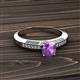 2 - Lumina Classic Round Amethyst with Round and Baguette Diamond Engagement Ring 