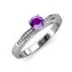 3 - Lumina Classic Round Amethyst with Round and Baguette Diamond Engagement Ring 