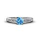 1 - Lumina Classic Round Blue Topaz with Round and Baguette Diamond Engagement Ring 