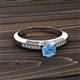 2 - Lumina Classic Round Blue Topaz with Round and Baguette Diamond Engagement Ring 