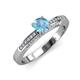 3 - Lumina Classic Round Blue Topaz with Round and Baguette Diamond Engagement Ring 