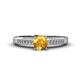 1 - Lumina Classic Round Citrine with Round and Baguette Diamond Engagement Ring 