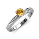 3 - Lumina Classic Round Citrine with Round and Baguette Diamond Engagement Ring 