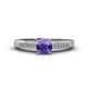 1 - Lumina Classic Round Iolite with Round and Baguette Diamond Engagement Ring 