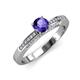 3 - Lumina Classic Round Iolite with Round and Baguette Diamond Engagement Ring 