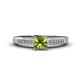 1 - Lumina Classic Round Peridot with Round and Baguette Diamond Engagement Ring 