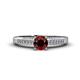 1 - Lumina Classic Round Red Garnet with Round and Baguette Diamond Engagement Ring 