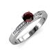 3 - Lumina Classic Round Red Garnet with Round and Baguette Diamond Engagement Ring 