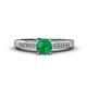 1 - Lumina Classic Round Emerald with Round and Baguette Diamond Engagement Ring 