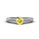 1 - Lumina Classic Round Yellow Sapphire with Round and Baguette Diamond Engagement Ring 