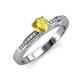 3 - Lumina Classic Round Yellow Sapphire with Round and Baguette Diamond Engagement Ring 