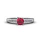 1 - Lumina Classic Round Ruby with Round and Baguette Diamond Engagement Ring 