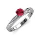 3 - Lumina Classic Round Ruby with Round and Baguette Diamond Engagement Ring 