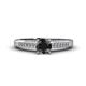 1 - Lumina Classic Round Black Diamond with Round and Baguette White Diamond Engagement Ring 