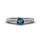 1 - Lumina Classic Round Blue Diamond with Round and Baguette White Diamond Engagement Ring 