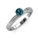 3 - Lumina Classic Round Blue Diamond with Round and Baguette White Diamond Engagement Ring 