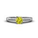 1 - Lumina Classic Round Yellow Diamond with Round and Baguette White Diamond Engagement Ring 