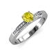 3 - Lumina Classic Round Yellow Diamond with Round and Baguette White Diamond Engagement Ring 
