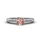1 - Lumina Classic Round Morganite with Round and Baguette Diamond Engagement Ring 