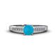 1 - Lumina Classic Round Turquoise with Round and Baguette Diamond Engagement Ring 