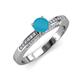 3 - Lumina Classic Round Turquoise with Round and Baguette Diamond Engagement Ring 