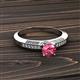 2 - Lumina Classic Round Pink Tourmaline with Round and Baguette Diamond Engagement Ring 