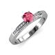 3 - Lumina Classic Round Pink Tourmaline with Round and Baguette Diamond Engagement Ring 