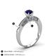4 - Lumina Classic Round Blue Sapphire with Round and Baguette Diamond Engagement Ring 