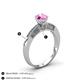 4 - Lumina Classic Round Pink Sapphire with Round and Baguette Diamond Engagement Ring 