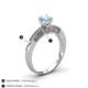 4 - Lumina Classic Round Aquamarine with Round and Baguette Diamond Engagement Ring 
