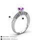 4 - Lumina Classic Round Amethyst with Round and Baguette Diamond Engagement Ring 