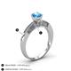 4 - Lumina Classic Round Blue Topaz with Round and Baguette Diamond Engagement Ring 